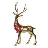 84 CM STANDING GOLD REINDEER WITH HOLLY GARLAND - Pure Apotheca