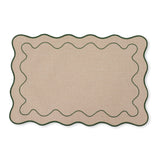 CLAUDIA LIGHT NATURAL/GREEN SCALLOPED RECTANGLE PLACEMAT