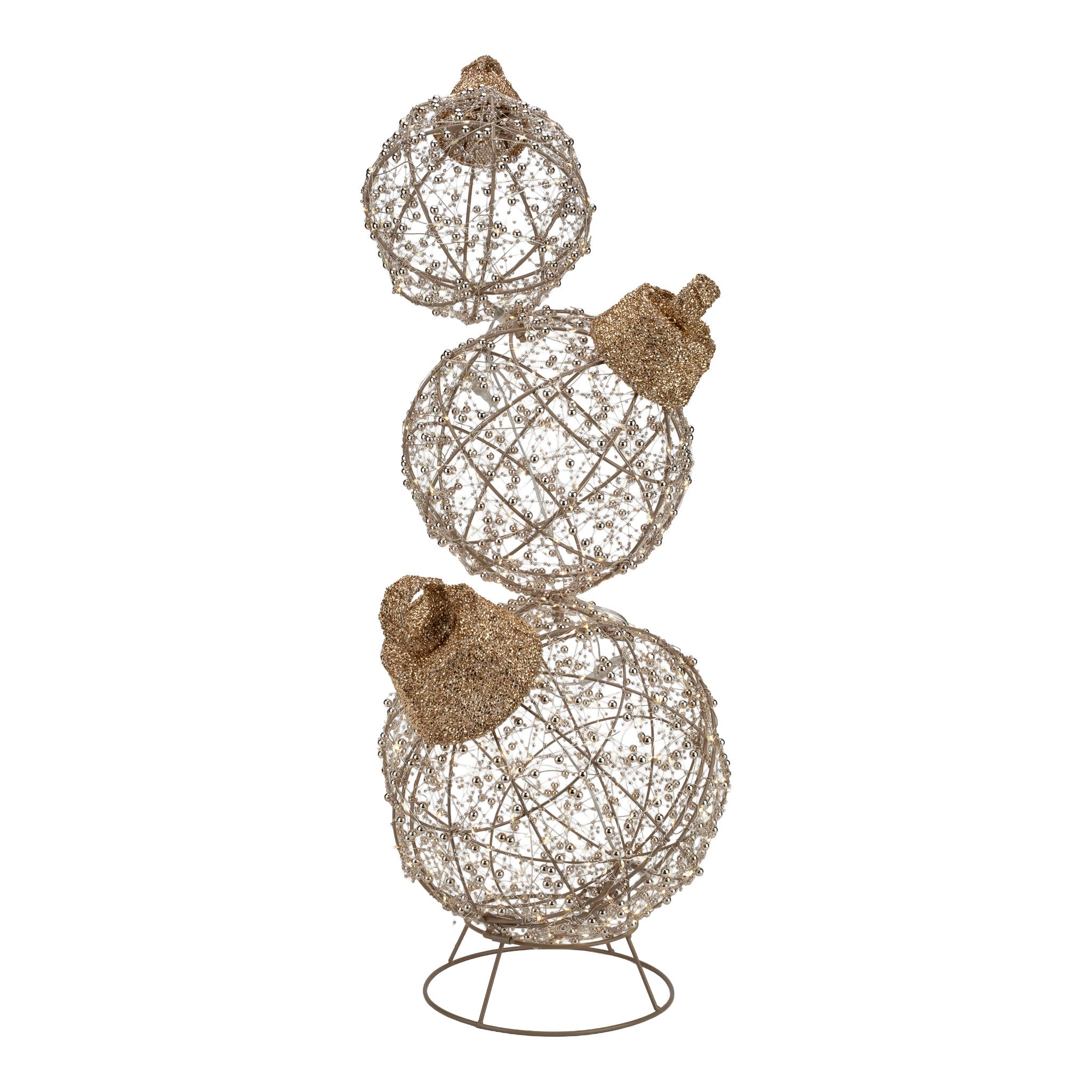 87cm Illuminated Gold Beaded Bauble Stack 600 LED - Pure Apotheca