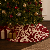 Heirloom Crewelwork Red Floral Tree Skirt