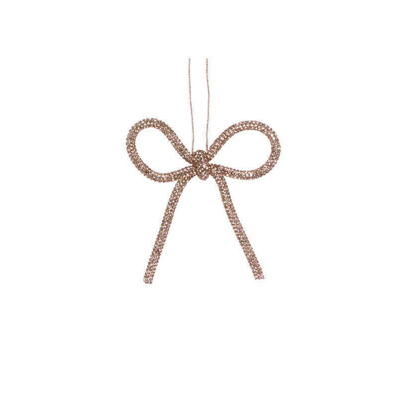 9 CM CHAMPAGNE BEADED BOW ORNAMENT - Pure Apotheca