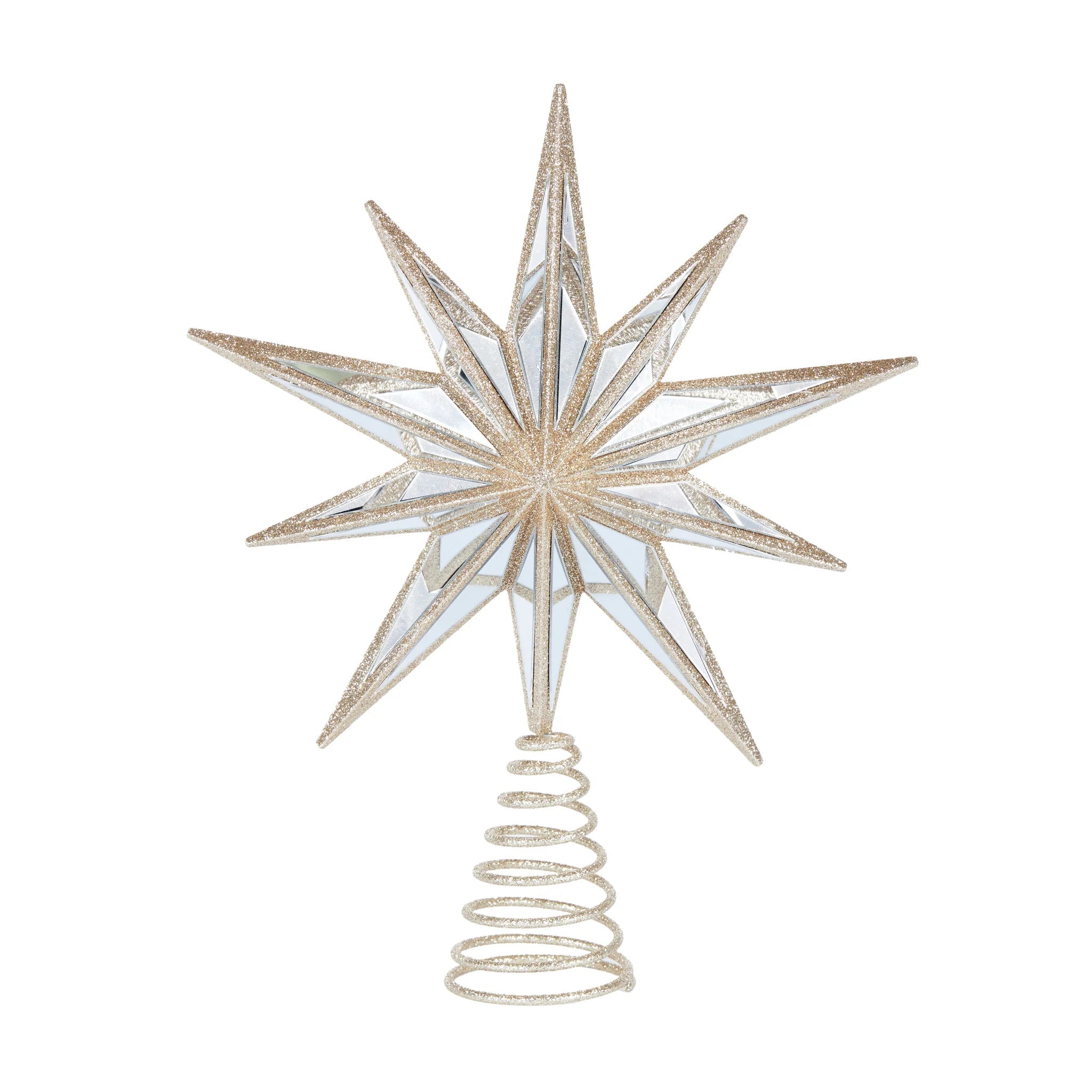 9 POINT MIRRORED TREE TOPPER STAR CHAMPAGNE - Pure Apotheca