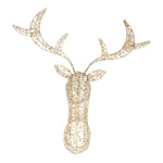 90cm Illuminated Gold Beaded Reindeer Head 600 LED - Pure Apotheca