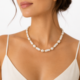 Nola Elongated Baroque Shell Pearl Gold Bead Necklace