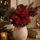 45cm Red Poinsettia & Apple Spray
