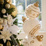92 CM WHITE AND GOLD SNOWFLAKE BAUBLE STACK - Pure Apotheca
