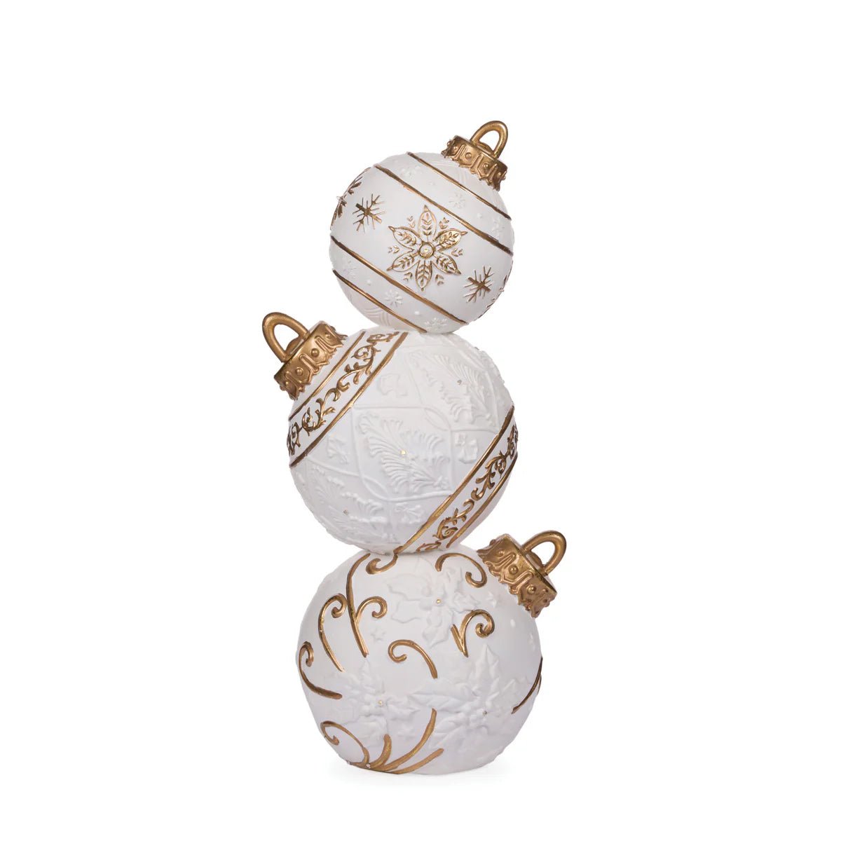 92 CM WHITE AND GOLD SNOWFLAKE BAUBLE STACK - Pure Apotheca
