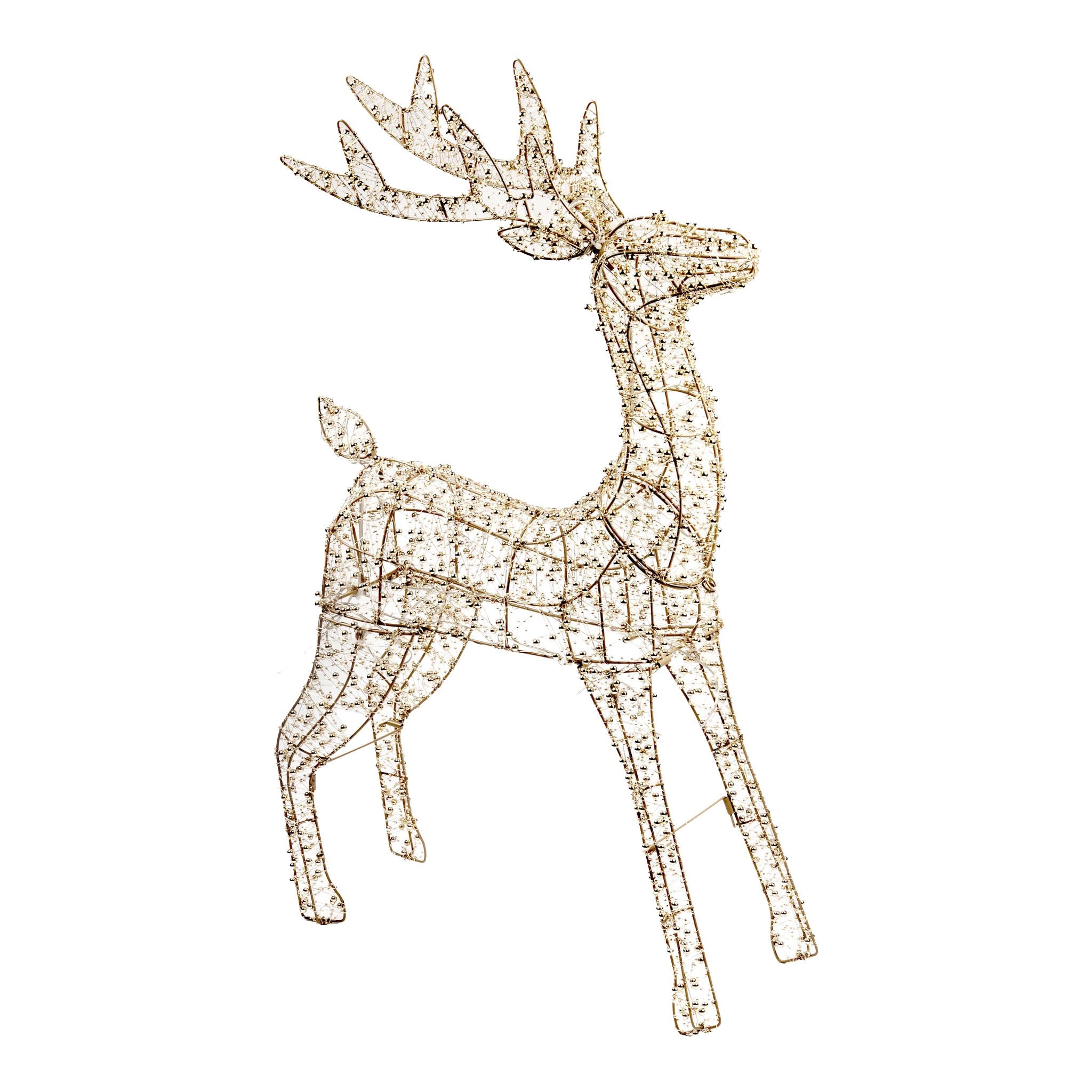 93cm Illuminated Gold Beaded Reindeer 600 LED - Pure Apotheca