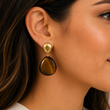 Camilla Nude Tiger Eye Drop Earrings