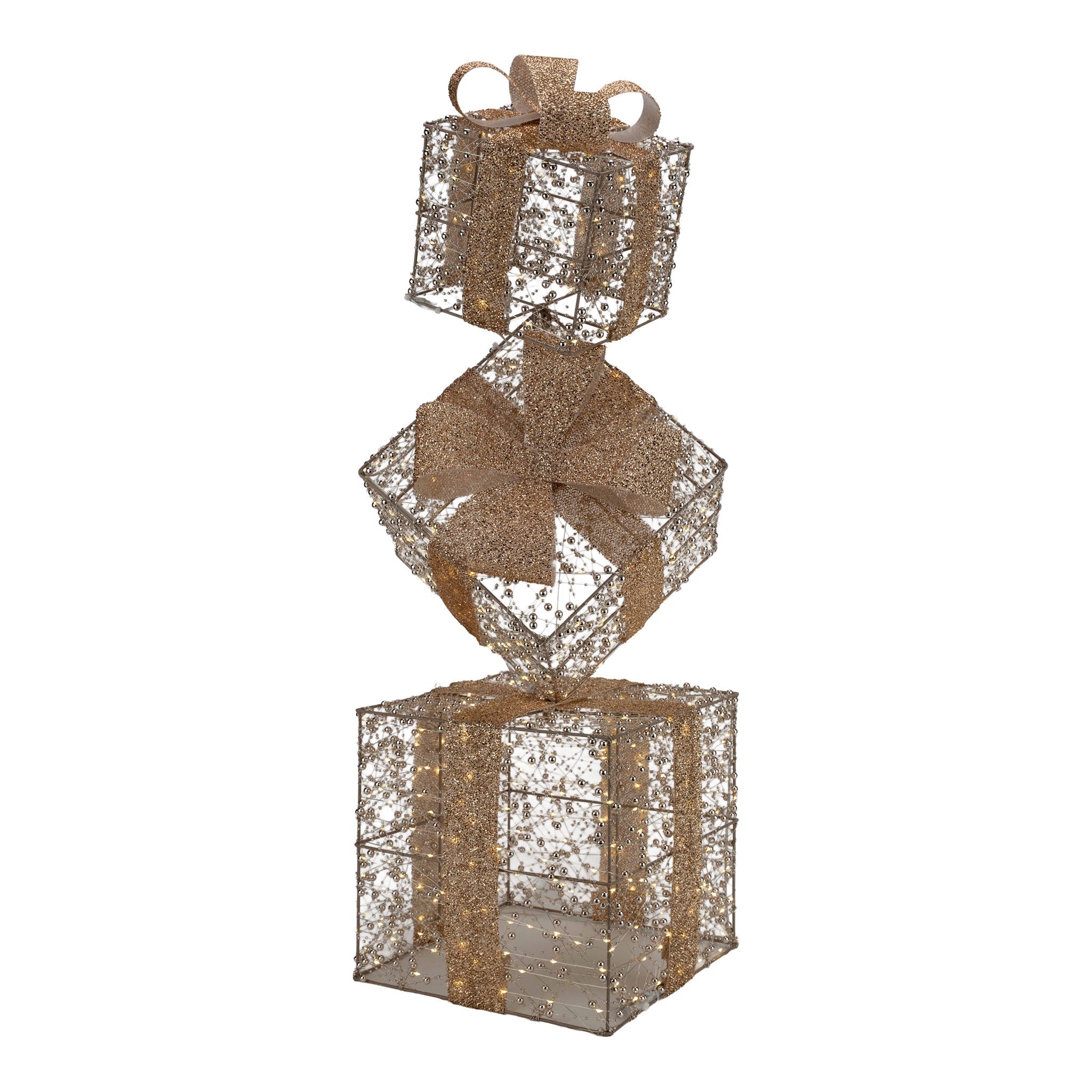 95cm Illuminated Gold Beaded Gift Stack 6000 LED - Pure Apotheca