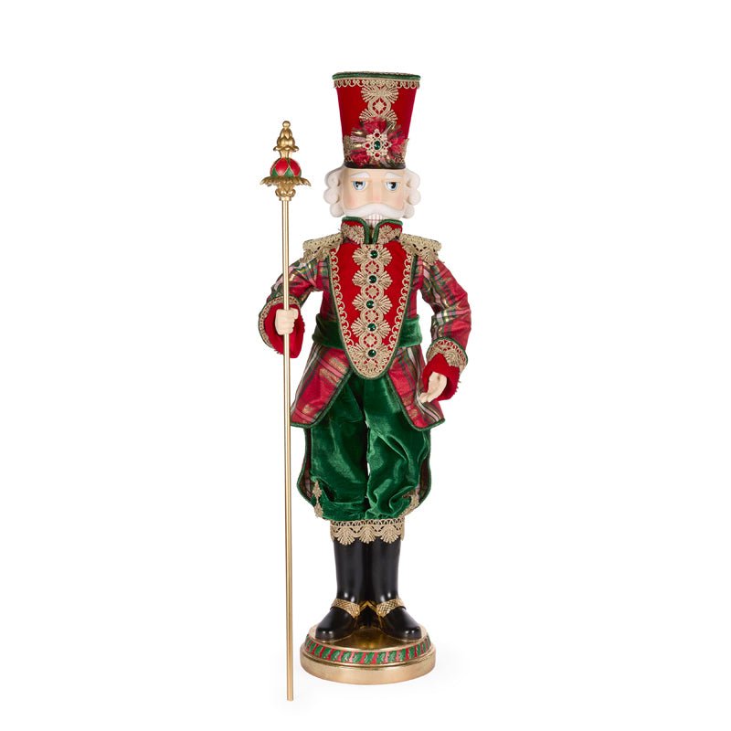 96 CM TRADITIONAL FABRIC NUTCRACKER WITH STAFF - Pure Apotheca