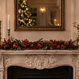 180cm Red Berry Pinecone Iced Bauble Garland