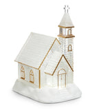 9.75" Lighted Swirling Glitter Water Church with Gold Accents - Pure Apotheca