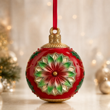 Vintage Red Round Bauble XL Hanging 38cm