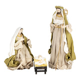 Luxe Nativity 3 Piece Set Green 40cm