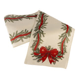 Vintage Red Bow & Pine Table Runner 180x33cm