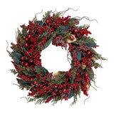 50cm Glittered Red Berry Magnolia Leaf Wreath