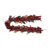 180cm Glittered Red Berry Magnolia Leaf Garland
