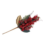 45cm Glittered Red Berry Magnolia Leaf Spray