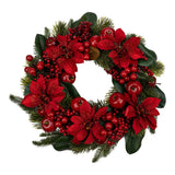 55cm Red Poinsettia & Apple Wreath