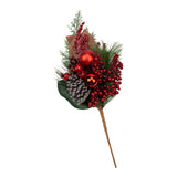 45cm Red Berry Pinecone Bauble Spray