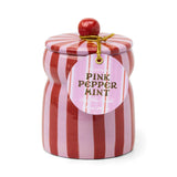 Cabana Christmas Red Pink Striped Candle - Pink Peppermint 185g