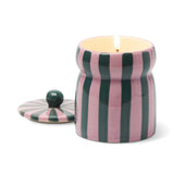 Cabana Christmas Pink Green Striped Candle - Cinnamon & Clove 185g