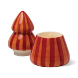 Cabana Christmas Red/Coral Striped Tree Candle - Spiced Apple 255g