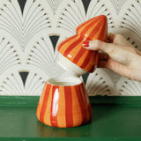 Cabana Christmas Red/Coral Striped Tree Candle - Spiced Apple 255g