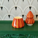 Cabana Christmas Red/Coral Striped Tree Candle - Spiced Apple 255g
