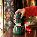 Cabana Christmas Green Navy Striped Tree Candle - Balsam Fir 255g