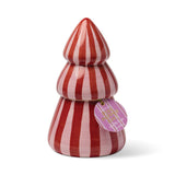 Cabana Christmas Red Pink Striped Tree Candle - Pink Peppermint 255g