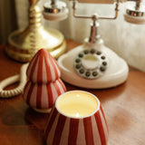 Cabana Christmas Red Pink Striped Tree Candle - Pink Peppermint 255g