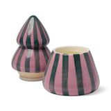 Cabana Christmas Pink Green Striped Tree Candle - Cinnamon & Clove 255g