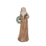 37 CM WOODGRAIN SANTA WITH WREATH