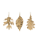 3 ASST GOLD HANGING LEAF ORNAMENT