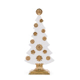 62 CM WHITE AND GOLD ROSETTE TREE