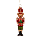 RED BEAR NUTCRACKER GLASS ORNAMENT