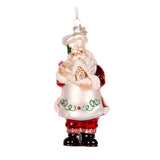 CHEF SANTA WITH GINGERBREAD HOUSE GLASS ORNAMENT