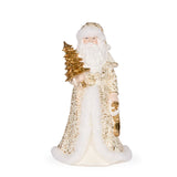 32 CM WHITE AND GOLD SANTA WITH FUR