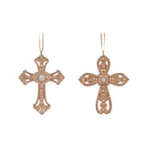 2 ASST CHAMPAGNE HANGING CROSSES