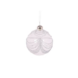 SILVER SCALLOPED GLITTERED ROUND BAUBLE