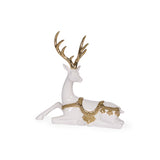 26 CM SITTING EMBELLISHED WHITE AND GOLD REINDEER