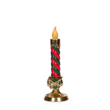 32 CM LED RED AND GREEN SWIRL BOW CANDLE
