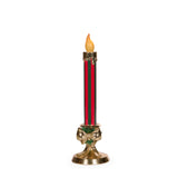 38 CM LED RED AND GREEN STRIPED BOW CANDLE