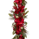180 CM LUXE RED MAGNOLIA GARLAND