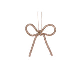 9 CM CHAMPAGNE BEADED BOW ORNAMENT