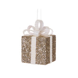 10 CM CHAMPAGNE AND WHITE GLITTERED GIFT BOX