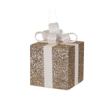 20 CM CHAMPAGNE AND WHITE GLITTERED GIFT BOX