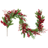 180CM RED BERRY & GREEN PINE GARLAND